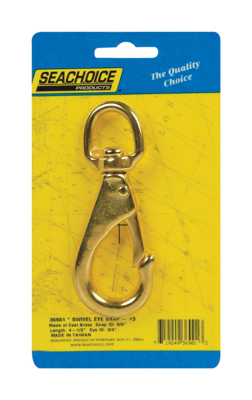 Seachoice Cast Brass Brass 4-1/2 in. L Swivel Eye Snap Hook