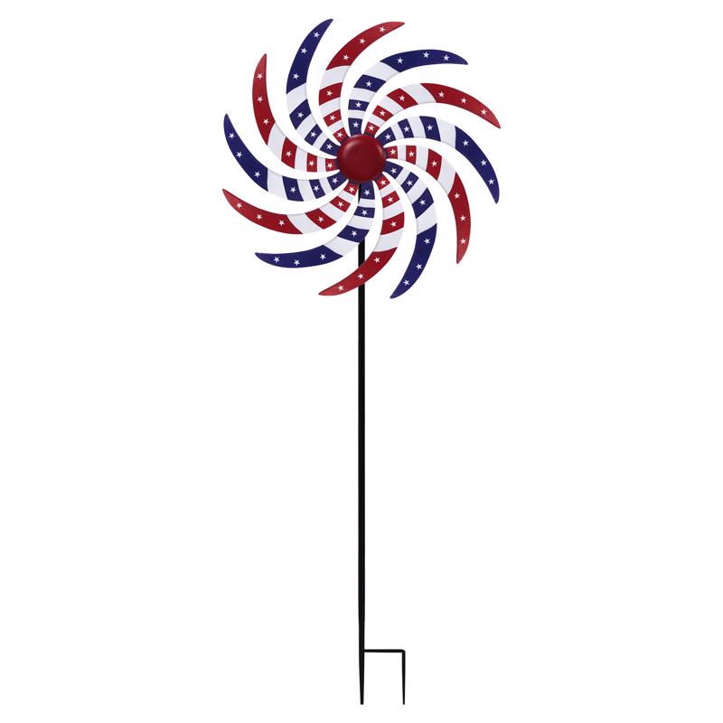 Alpine Multicolored Metal 37 in. H Patriotic Windmill Outdoor Garden Stake