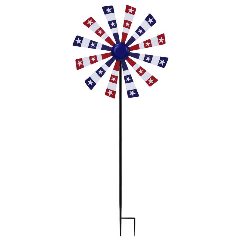 Alpine Multicolored Metal 37 in. H Patriotic Windmill Outdoor Garden Stake