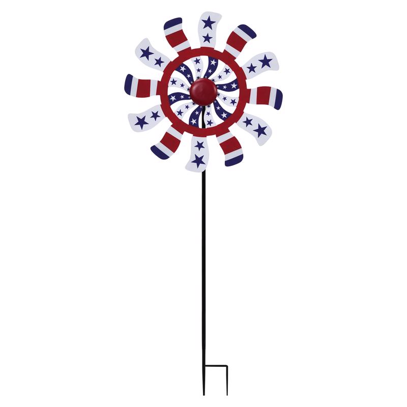 Alpine Multicolored Metal 37 in. H Patriotic Windmill Outdoor Garden Stake