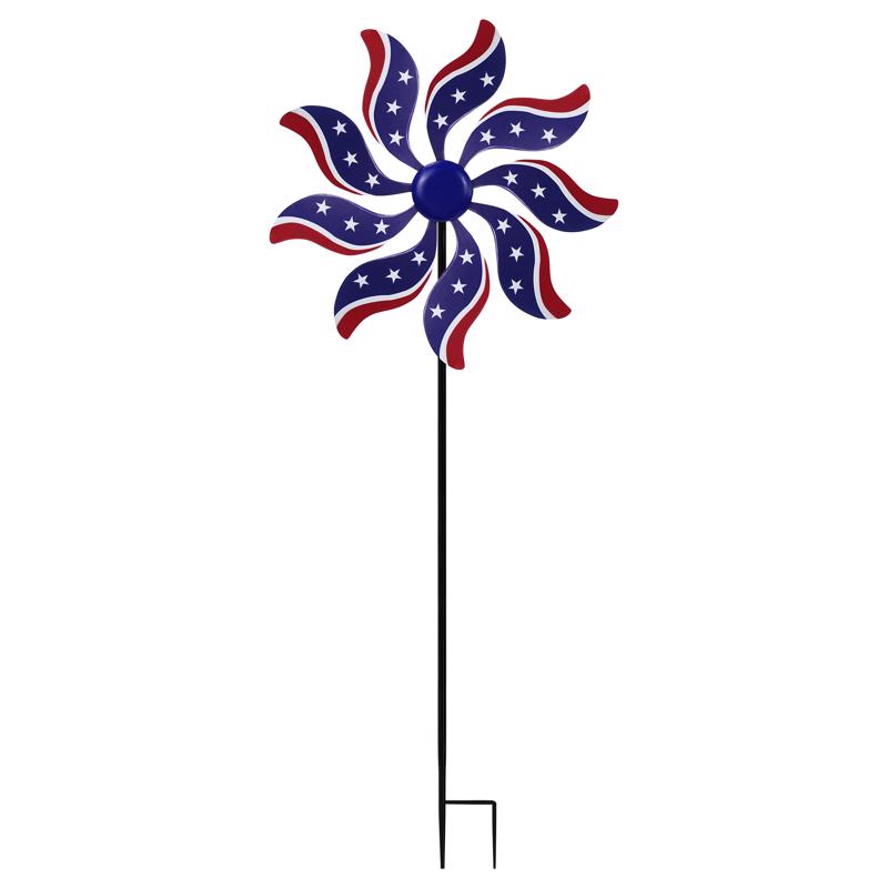 Alpine Multicolored Metal 37 in. H Patriotic Windmill Outdoor Garden Stake