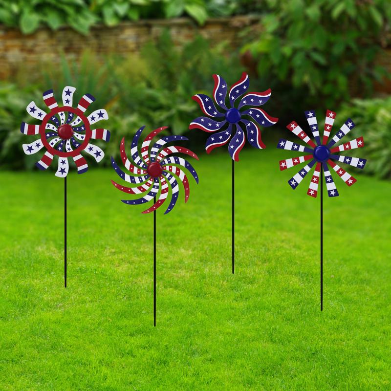 Alpine Multicolored Metal 37 in. H Patriotic Windmill Outdoor Garden Stake