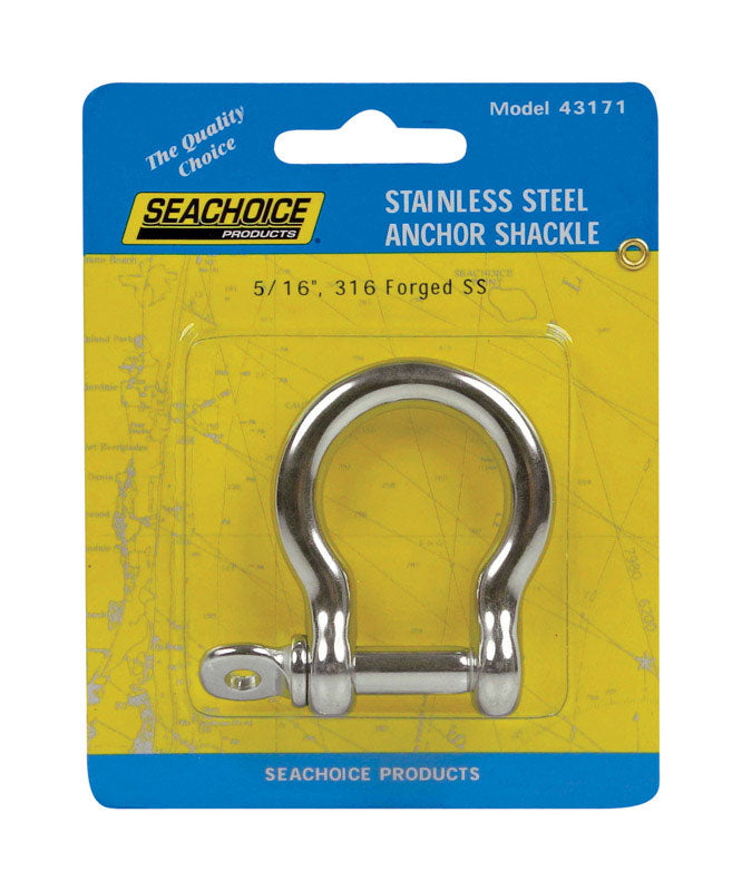 Seachoice Polished Stainless Steel 1 in. L X 5/16 in. W Shackle
