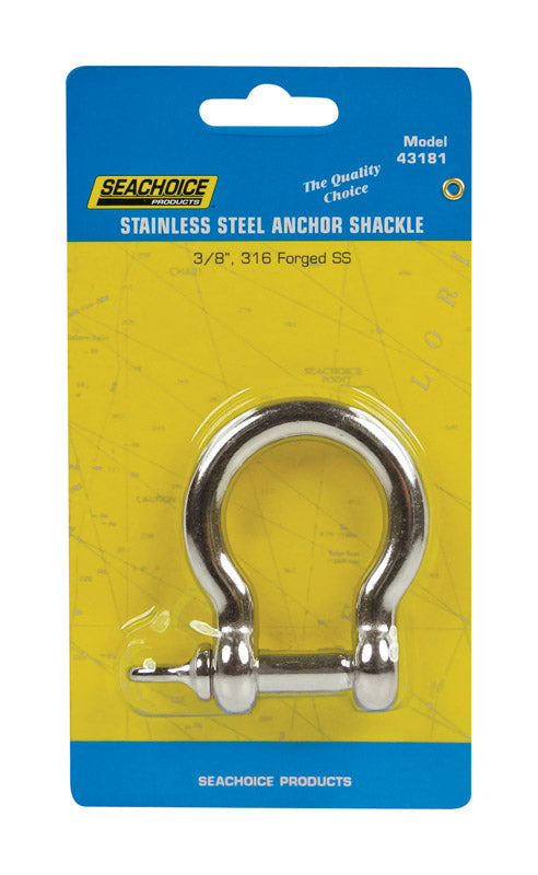 Seachoice Polished Stainless Steel 1 in. L X 3/8 in. W Shackle