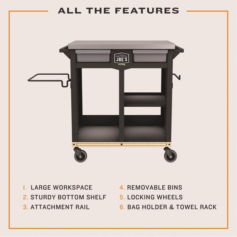 Oklahoma Joe's Prep/Storage Cart Steel 36 in. H X 20 in. W X 30 in. L