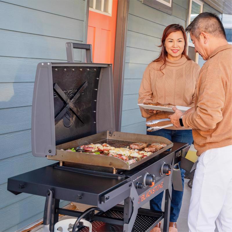 Blackstone Iron Forged 2 Burner Liquid Propane Outdoor Griddle with Hood Black