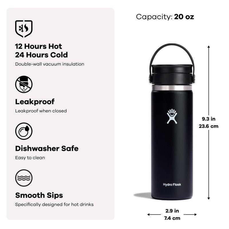 Hydroflask 20 oz Black BPA Free Insulated Bottle