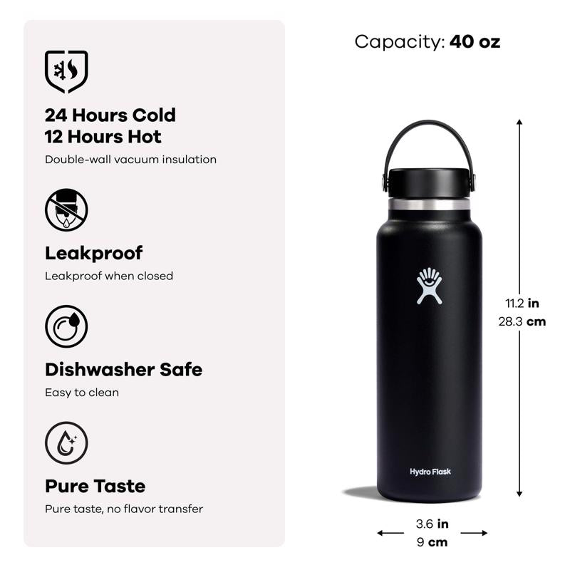 Hydroflask 40 oz White BPA Free Insulated Bottle