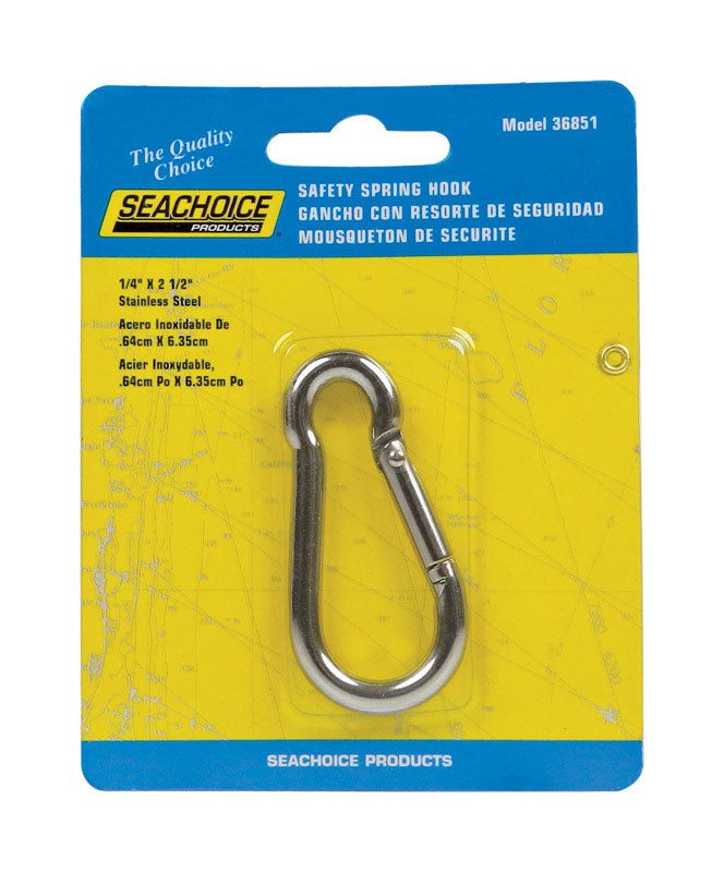 Seachoice Stainless Steel 2-1/2 in. L X 1/4 in. W Safety Spring Hook