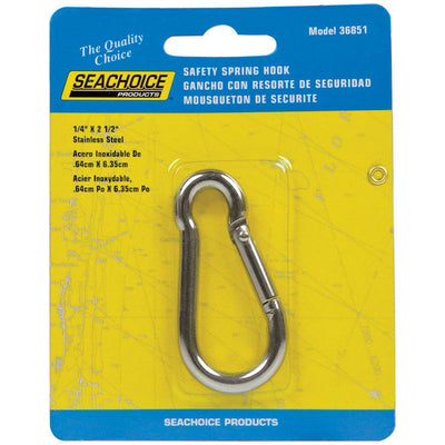 Seachoice Stainless Steel 2-1/2 in. L X 1/4 in. W Safety Spring Hook