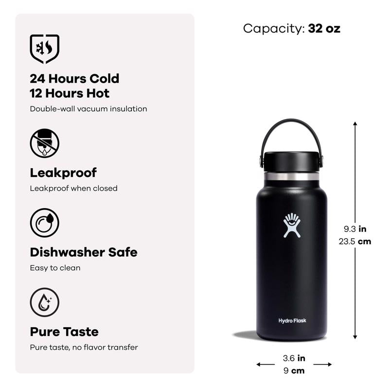Hydroflask 32 oz White BPA Free Insulated Water Bottle