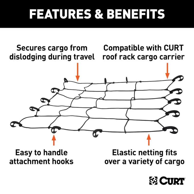 CURT Black Adjustable Cargo Net 44 in. L