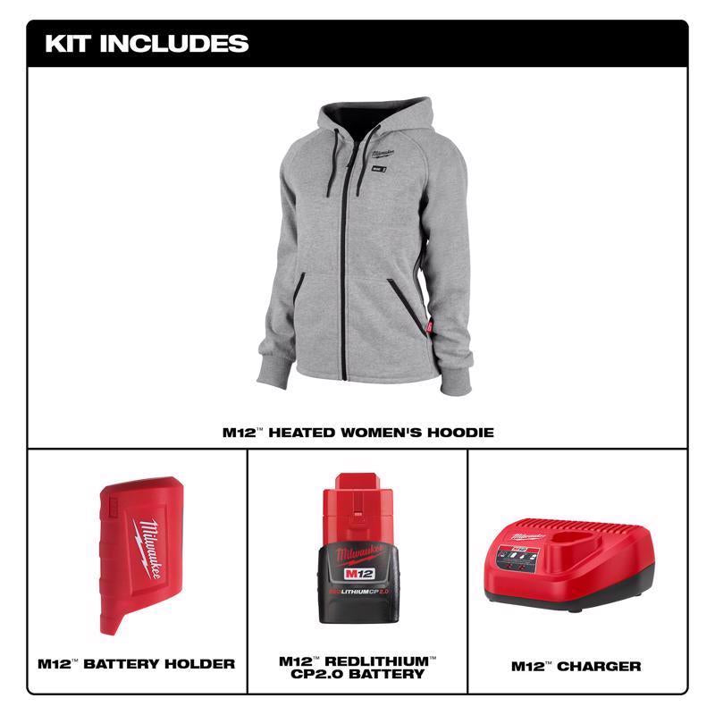 Milwaukee XS Women's Heated Hoodie Kit Gray