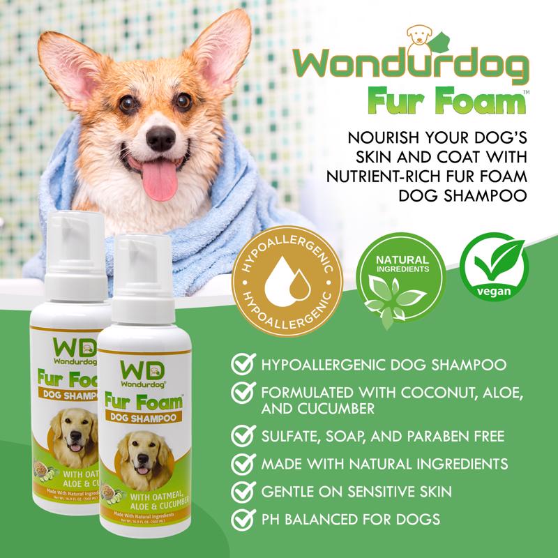 Wondurdog Fur Foam Oatmeal, Coconut, Aloe & Cucumber Dog Shampoo 2 oz