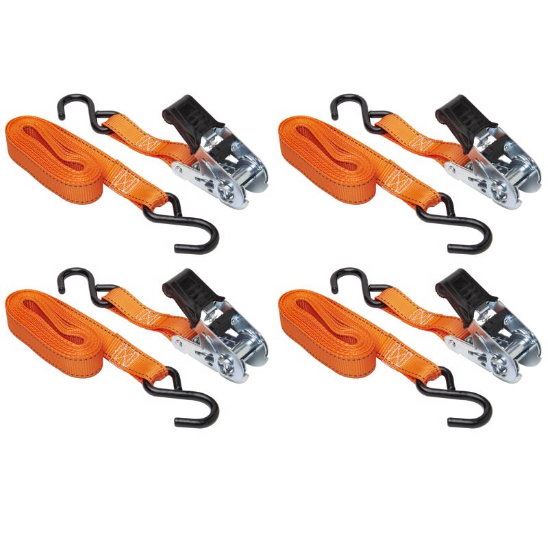 Keeper 1 in. W X 14 ft. L Orange Tie Down w/Ratchet 400 lb 4 pk