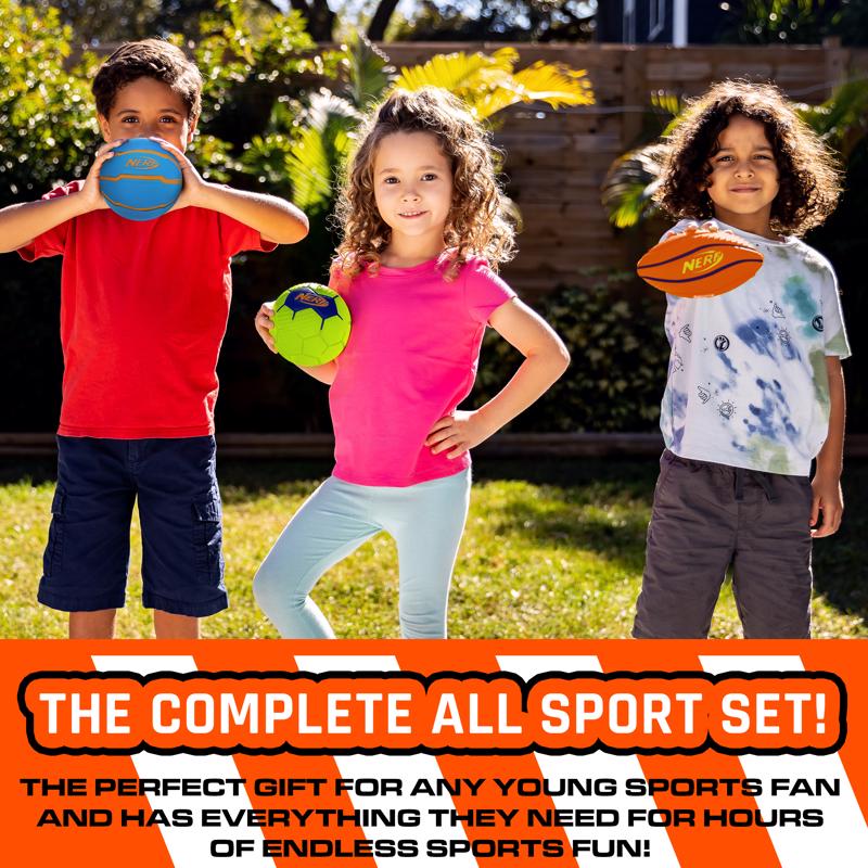 NERF Mini Soccer, Football, and Basketball Ball Assortment