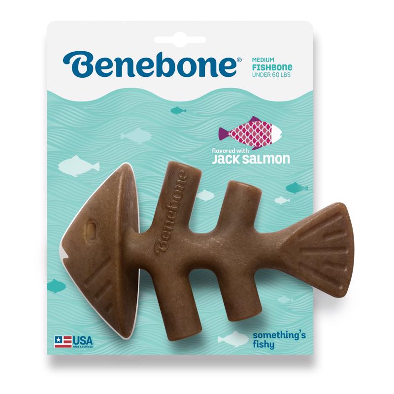 Benebone Brown Nylon Fish Bone Chew Dog Toy