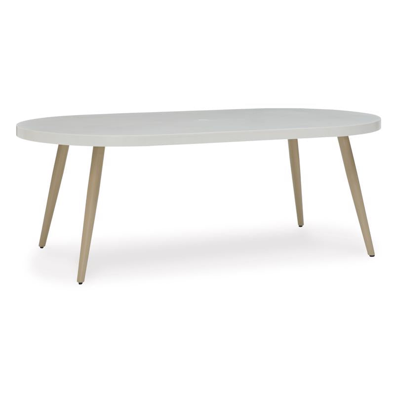 Signature Design by Ashley Seton Creek White Oval Stone Casual Dining Table