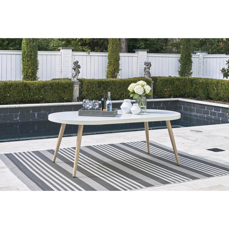 Signature Design by Ashley Seton Creek White Oval Stone Casual Dining Table
