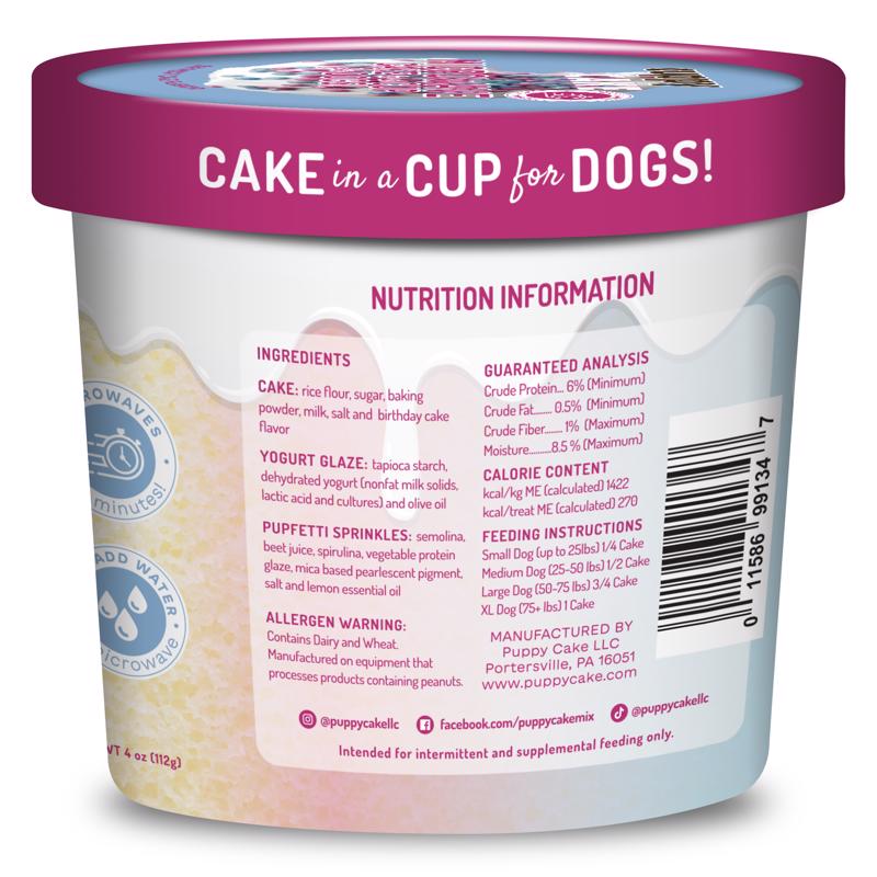 Cuppy Cake Birthday Cake with Pupfetti Sprinkles Treats For Dogs 4 oz