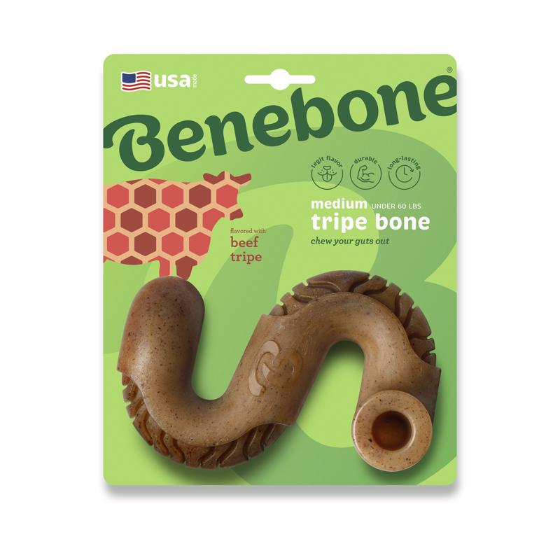 Benebone Brown Tripe Bone Chew Dog Toy Medium
