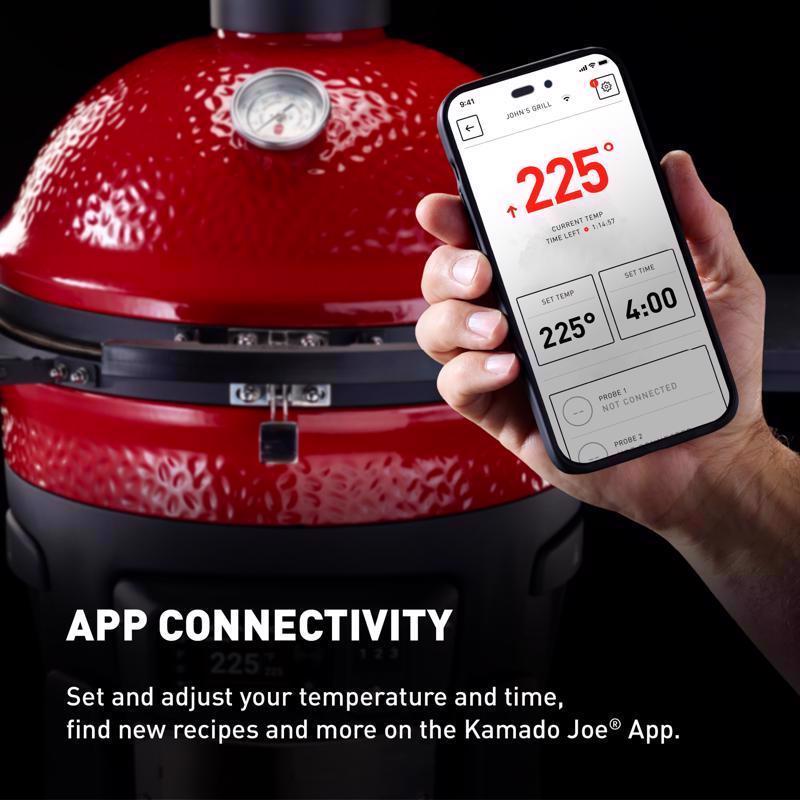Kamado Joe 18 in. Konnected Charcoal Grill and Smoker Black/Red