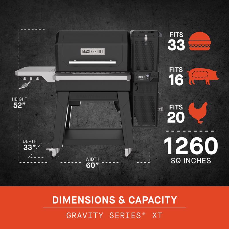 Masterbuilt 28 in. Gravity Series XT Digital Charcoal Grill and Smoker Black