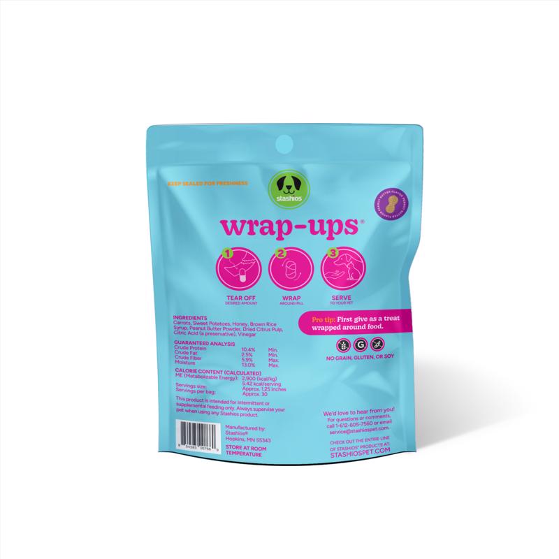 Stashios Wrap-Ups Peanut Butter Grain Free Pill Pockets For Dogs 2 oz
