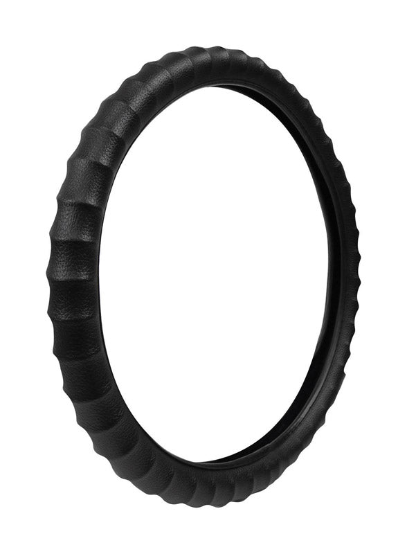 Custom Accessories Black Steering Wheel Cover For Fits 14-1/2 inch To 15-1/2 inch