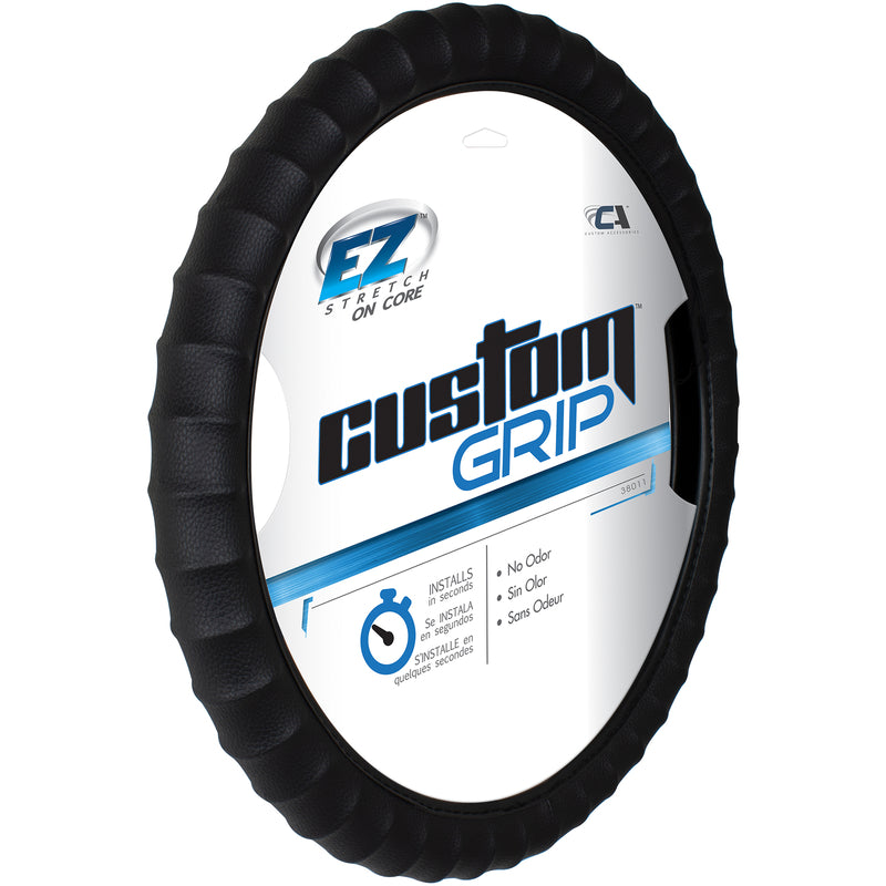 Custom Accessories Black Steering Wheel Cover For Fits 14-1/2 inch To 15-1/2 inch