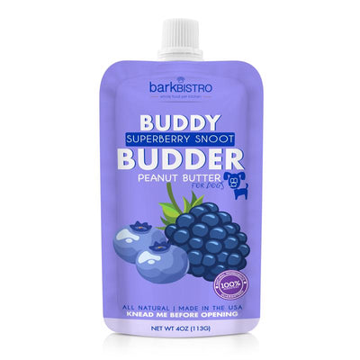 Bark Bistro Company Buddy Budder Superberry Snoot Grain Free Peanut Butter For Dogs 4 oz 3 in.