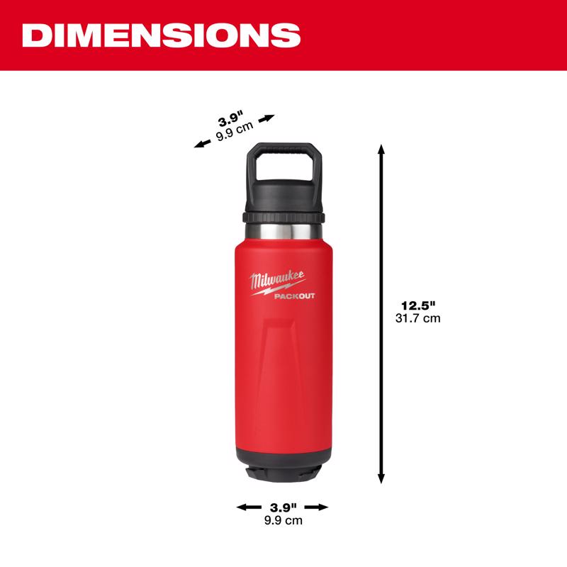 Milwaukee Packout 36 oz Red BPA Free Bottle with Chug Cap