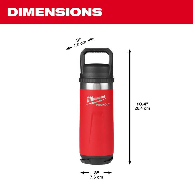 Milwaukee Packout 18 oz Red BPA Free Bottle with Chug Cap