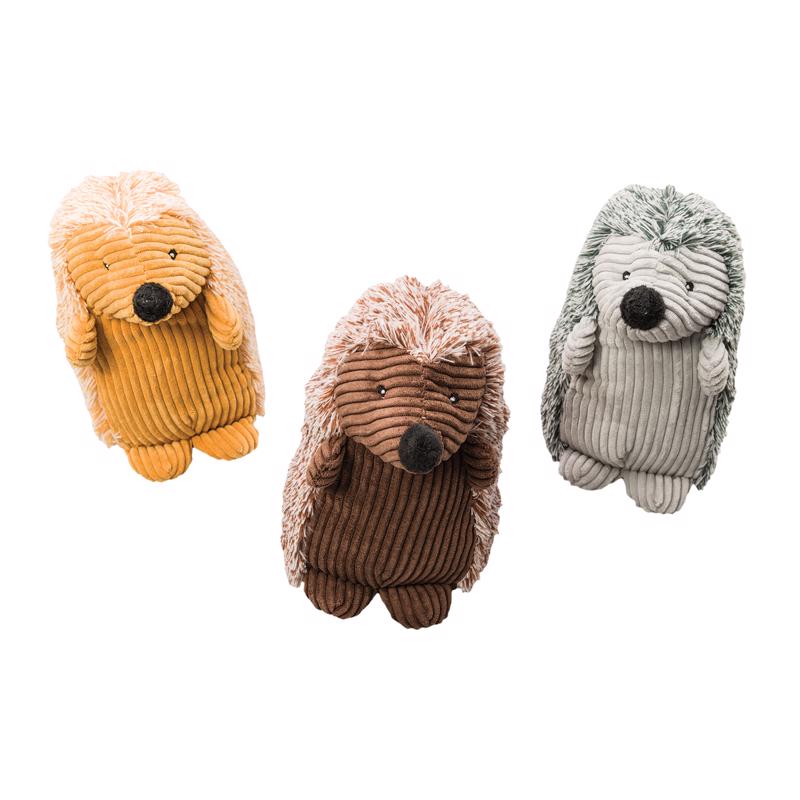 Spot Assorted Plush Corduroy Hedgehogs Squeak Dog Toy