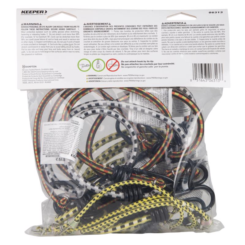 Keeper Assorted Bungee Cord Set asst in. L 12 pk