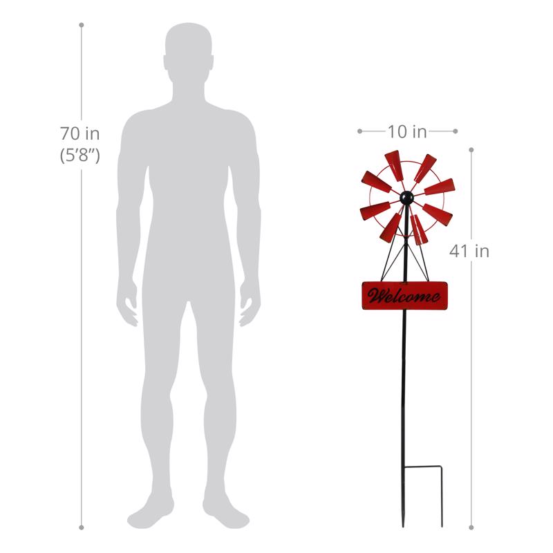 Exhart Multicolored Metal 40 in. H Welcome Windmill Stake
