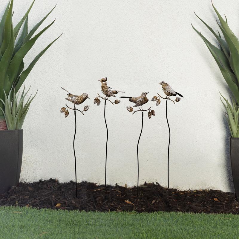 Alpine Bronze Metal 32 in. H X 9 in. L X 2 in. W Bird Outdoor Garden Stake