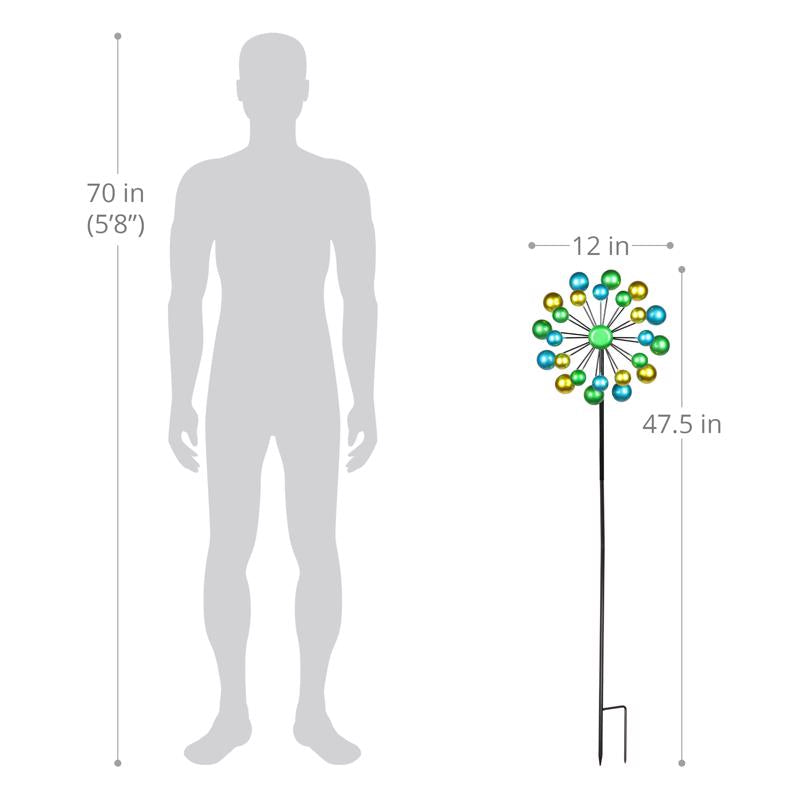 Exhart Multicolored Metal 47 in. H Double Bubble Windmill Stake