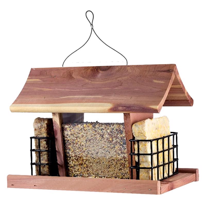 Valley Splendor Cedar Hopper and Suet Bird Feeder 2 ports