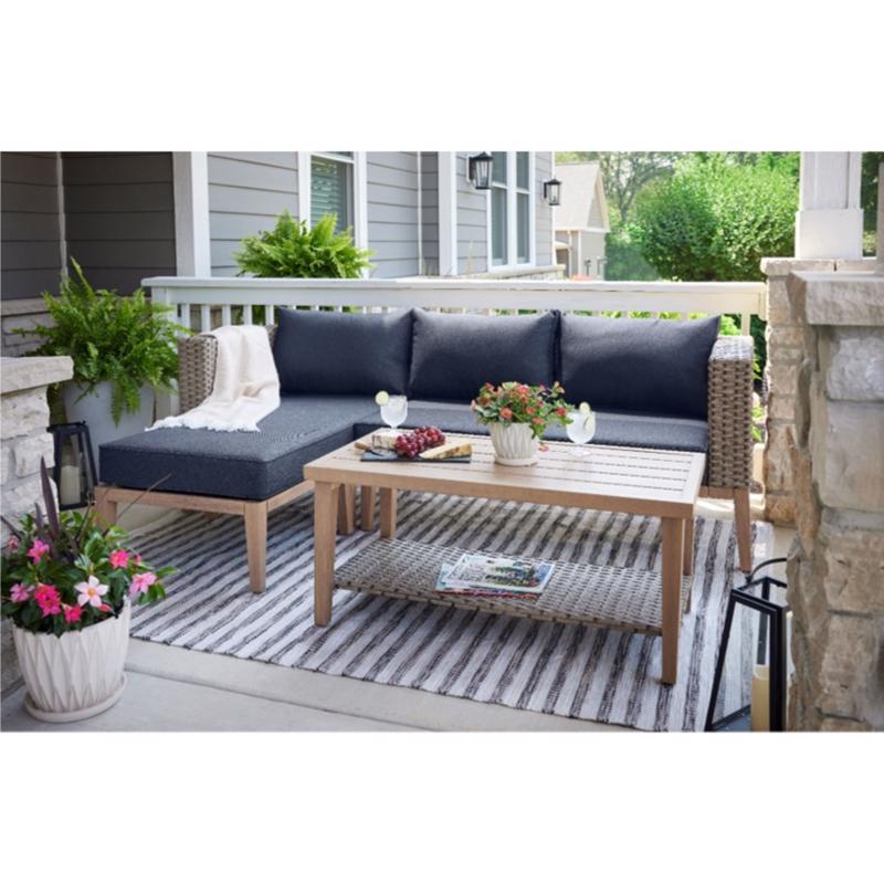 Living Accents Burbank 4 pc Brown Steel Sectional Deep Seating Set Black