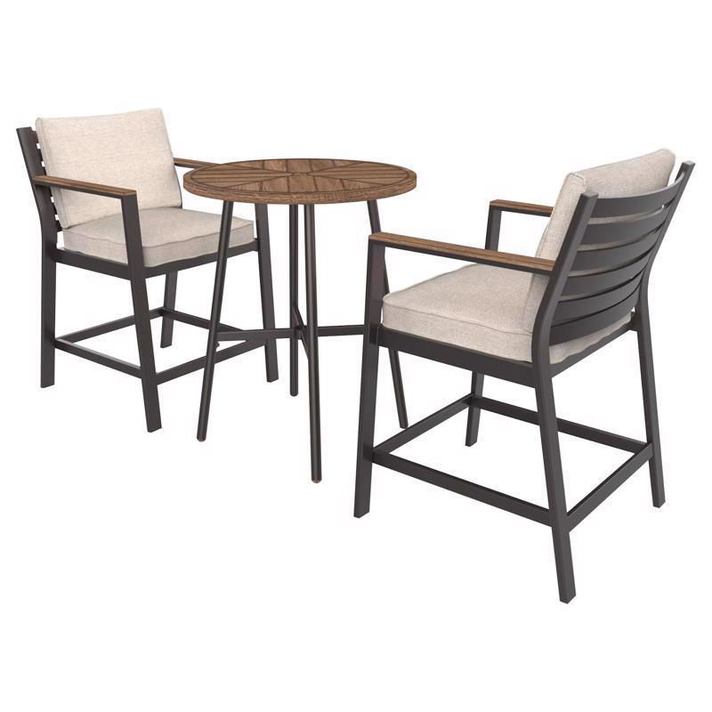Living Accents Cecily 3 pc Black Steel Balcony Set Gray