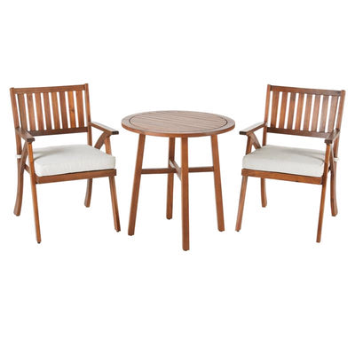 Living Accents Alwyn 3 pc Brown Wood Bistro Set White