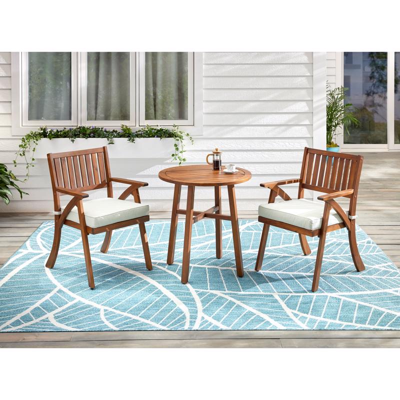 Living Accents Alwyn 3 pc Brown Wood Bistro Set White