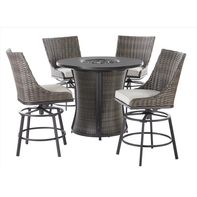 Living Accents Sterling 5 pc Black Steel High Dining Fire Pit Set