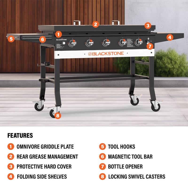 Blackstone 5 Burner Liquid Propane Griddle Cooking Station Black