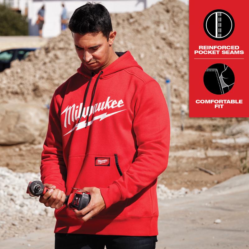 Milwaukee FreeFlex XL Long Sleeve Unisex Hooded Hoodie Red