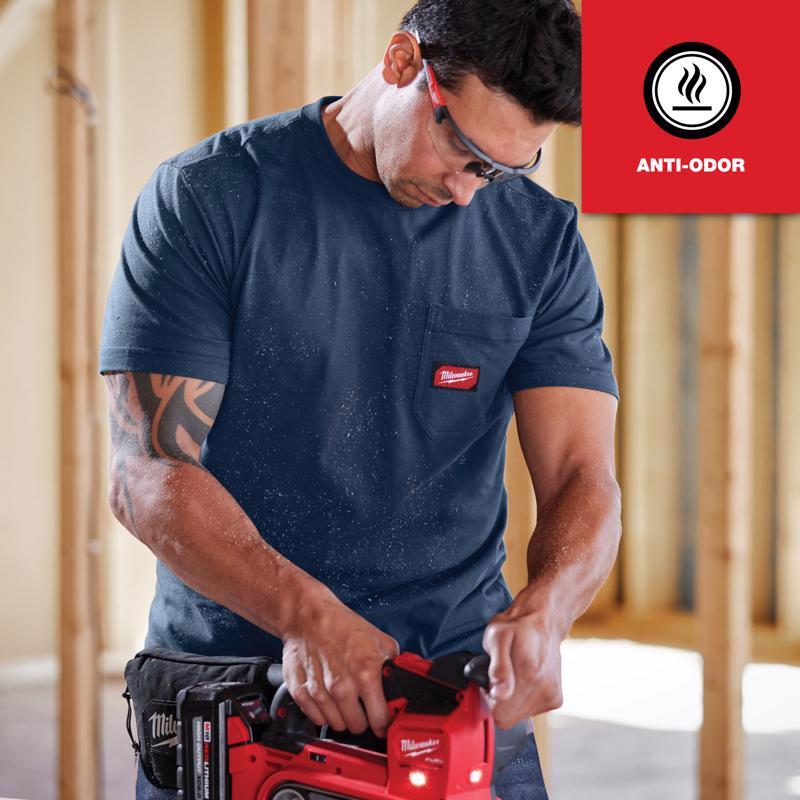 Milwaukee Gridiron M Short Sleeve Men's Round Neck Blue Tee Shirt