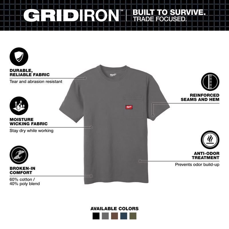 Milwaukee Gridiron M Short Sleeve Men's Round Neck Gray Tee Shirt