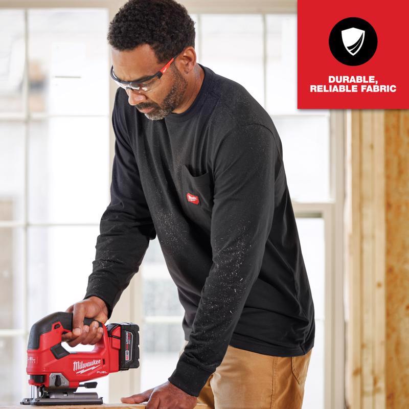 Milwaukee Gridiron M Long Sleeve Men's Round Neck Black Tee Shirt
