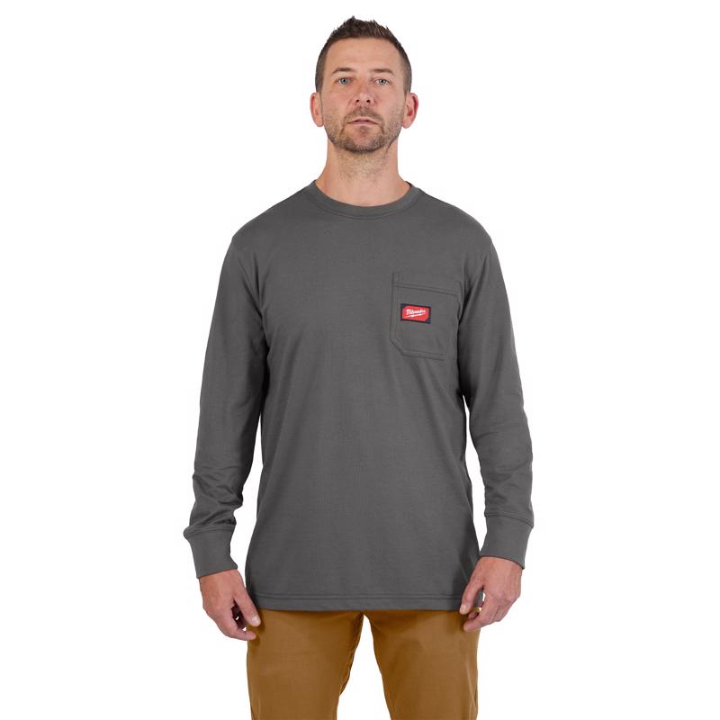 Milwaukee Gridiron L Long Sleeve Men's Round Neck Gray Tee Shirt